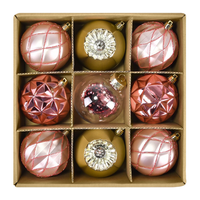 Bombki Choinkowe Nietłukące Duże Złote Różowe 8 cm Zestaw 9 Sztuk Plastik