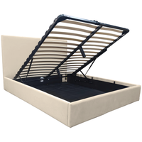 Łóżko tapicerowane z pojemnikiem 160x200 Velio wysoki zagłówek kremowe