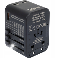YATO ADAPTER ZASILACZ PODRÓŻNY DO PONAD 150 KRAJÓW USB-C PD 65W YT-81303