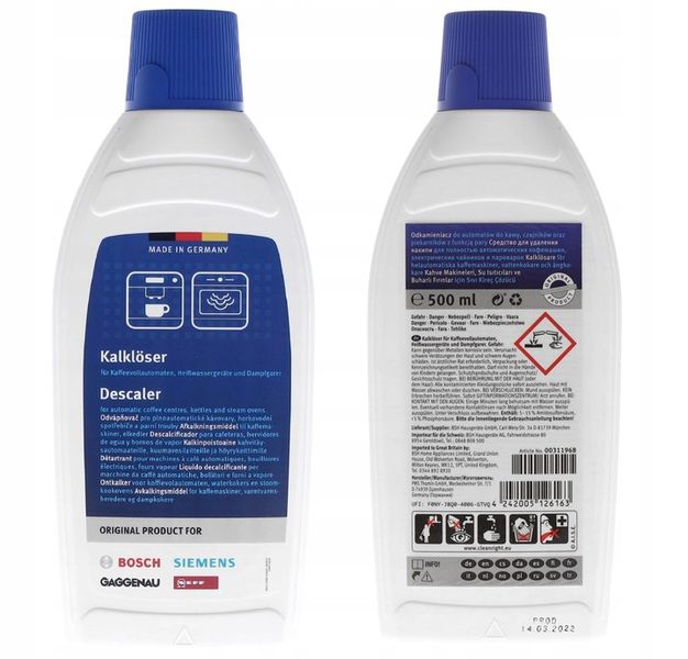ODKAMIENIACZ do ekspresu SIEMENS ORIGINAL 0,5L zdjęcie 2