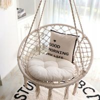 Huśtawka wisząca pleciona BOHO Ecru + Poduszka