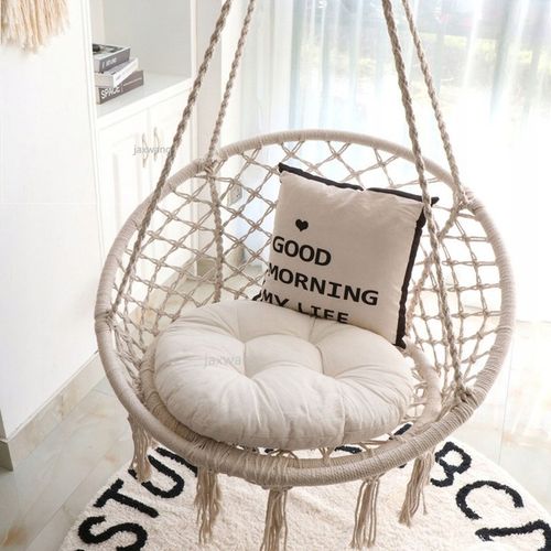 Huśtawka wisząca pleciona BOHO Ecru + Poduszka na Arena.pl