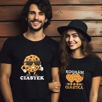 Koszulki dla Par Prezent Pary na Walentynki Zakochanych Ciastek Ciastka L