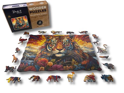 Puzzle Drewniane dla dzieci i dorosłych Poweroftiger Tygrys 100 el na Arena.pl