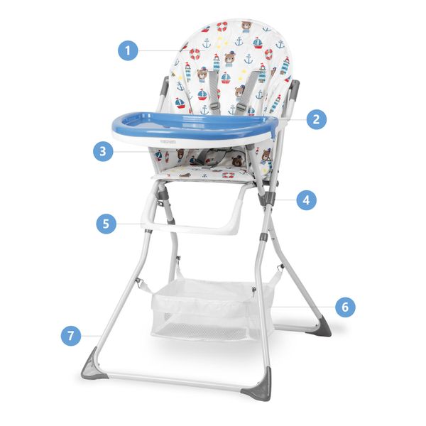 Krzesełko do karmienia Eldo biało-niebieski zdjęcie 13