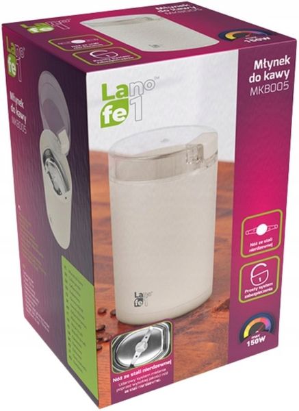 Młynek do kawy Lafe MKB-005 Elektryczny udarowy 150W Kość słoniowa zdjęcie 7