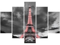 105CM 150CM OBRAZ 5 ELEM CZERWONA WIEŻA EIFFLA DRUK