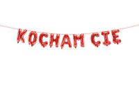 Balon foliowy Kocham Cię napis czerwony walentynki 285x40 cm