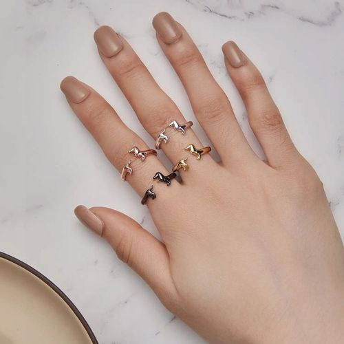 Pierścionek Srebrny 925 Regulowany Pies Jamnik Czarne Złoto Srebro 925 na Arena.pl