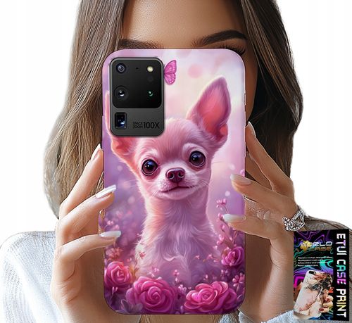 ETUI DO SAMSUNG GALAXY S20 Ultra - SŁODKA CHIHUAHUA NA RÓŻOWYM TLE KWIATAMI na Arena.pl