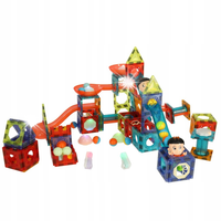Klocki MAGNETYCZNE DUŻE 202EL Świecące TOR KULKOWY Kulodrom Magnetic Blocks