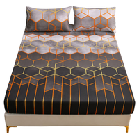 Prześcieradło z gumką 90x200 mikrofibra brązowe wzór geometryczny 30cm