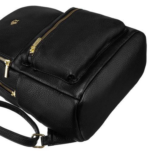 czarny plecak damski skóra ekologiczna z kieszeniami - rovicky na Arena.pl