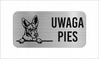 GRAWER Tabliczka nierdzewna LAMINAT 20x10 UWAGA PIES Podenco z Ibizy