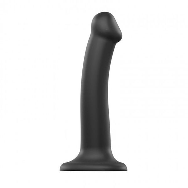 SEMI-REALISTIC DUAL DENSITY BENDABLE DILDO BLACK - M zdjęcie 1