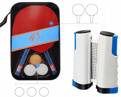 ZESTAW RAKIETEK DO TENISA STOŁOWEGO Z SIATKĄ + 3 PIŁKI DO PING PONGA na Arena.pl