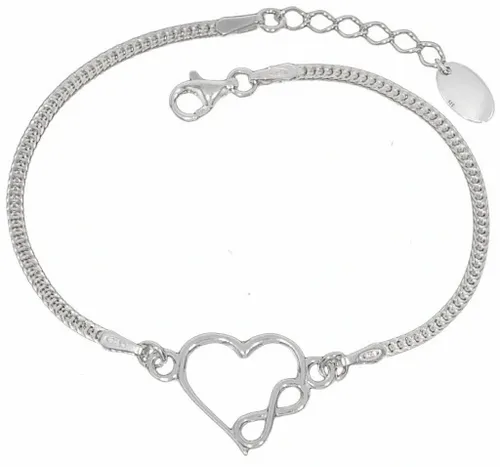BRANSOLETKA SREBRNA DAMSKA NA RĘKĘ REGULOWANA SERCE NIESKOŃCZONOŚĆ + GRAWER na Arena.pl