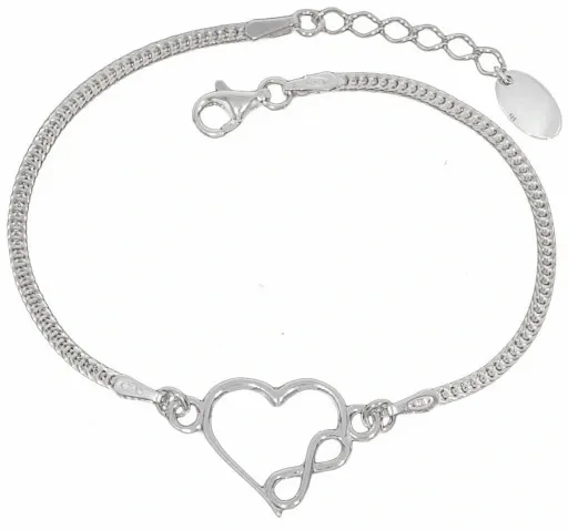 BRANSOLETKA SREBRNA DAMSKA NA RĘKĘ REGULOWANA SERCE NIESKOŃCZONOŚĆ + GRAWER zdjęcie 9