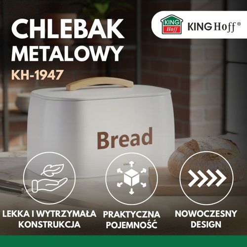 chlebak pojemnik stalowy na pieczywo kinghoff kh-1947 biały na Arena.pl