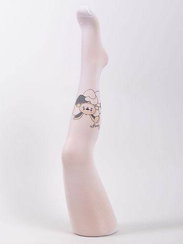 Rajstopy dziecięce lycra ze wzorem zajączka białe 40 DEN 128-134 YOCLUB na Arena.pl