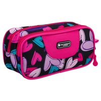 wielokolorowy piórnik szkolny z poliestru w serduszka, zamykany suwakami