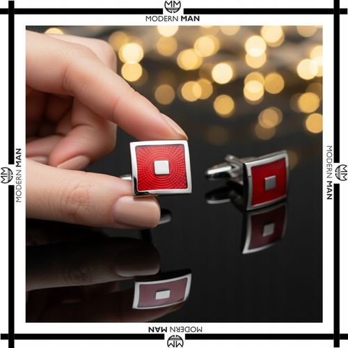 SPINKI DO MANKIETÓW MĘSKIE CZERWONE IDEALNY PREZENT DLA NIEGO na Arena.pl