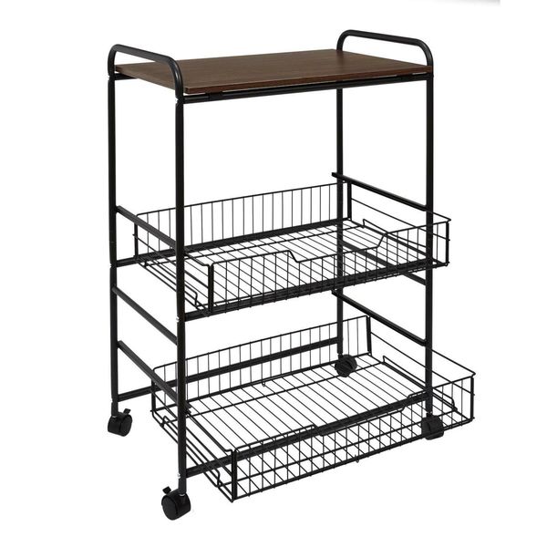 Wózek barek Dolie czarny/ orzech zdjęcie 3