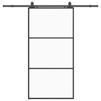 Drzwi przesuwne z zestawem okuć czarne 102x205 cm ESG szkło