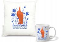 Zestaw PODUSZKA + KUBEK z nadrukiem PREZENT POWODZENIA W NOWEJ PRACY