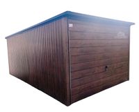 Garaż Blaszany 3x6 Brama uchylna - Drewnopodobny ciemny orzech GB123