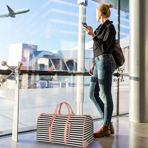 Modna duża torba podróżna ze skóry PU, wygodna torba podróżna na ubrania na Arena.pl