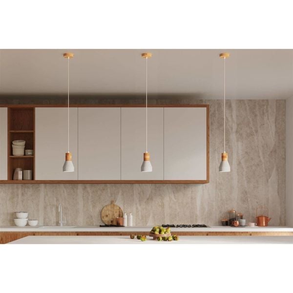 Wisząca lampa loftowa SL.0964 kuchenna nad stół szara drewno zdjęcie 4