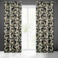 Zasłona gotowa na przelotkach ELENI 140x250 oliwkowa motyw botaniczny