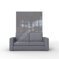 Półkotapczan MEBLOPOL 140V pionowy z sofą b./szary połysk z LED