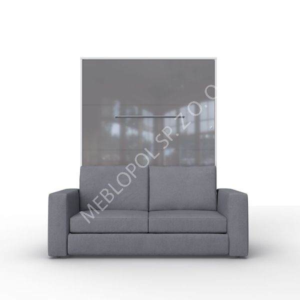 Półkotapczan MEBLOPOL 140V pionowy z sofą b./szary połysk z LED zdjęcie 1