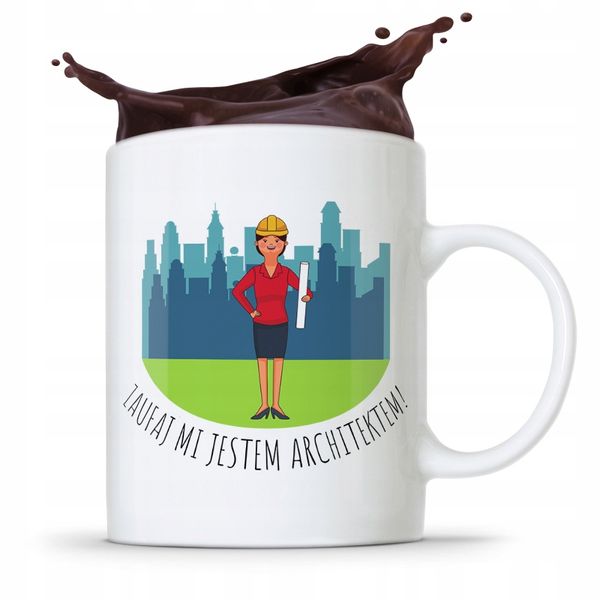 Kubek Architekta Projektanta Zaufaj Mi! Prezent Z Nadrukiem Ze Zdjęciem zdjęcie 1