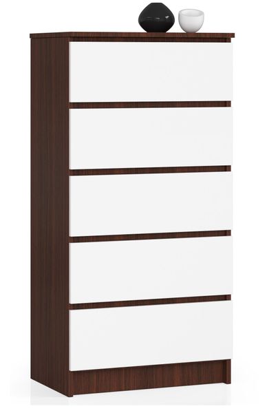 KOMODA K 60 cm 5 SZUFLAD WENGE / BIAŁA zdjęcie 1