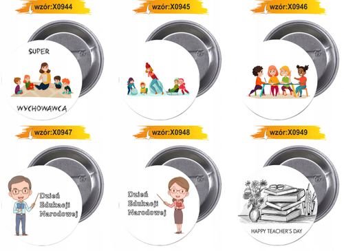 Przypinki buttony HAPPY TEACHER'S DAY badziki na Arena.pl