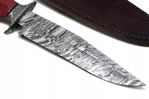 Nóż myśliwski BOWIE ręcznie wykonany stal DAMASCEŃSKA Damast ETUI Micarta na Arena.pl