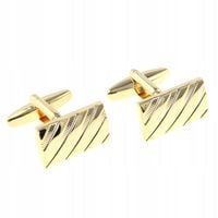 WANDALLIA Spinki do mankietów SP-MN-364 Prostokątne Złote Biznesowe Męskie