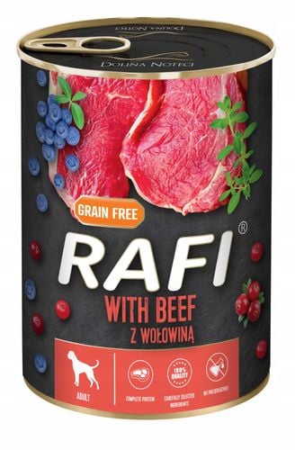 karma mokra dla psów rafi z wołowiną, borówką i żurawiną 400g - 48 szt. na Arena.pl
