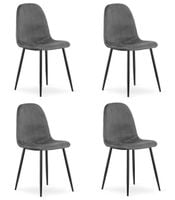 Krzesło welurowe PADVA szary ciemny zestaw 4 szt czarne nogi do kuchni