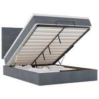 Rama łóżka otomana z materacami, szara, 140x200 cm, aksamit
