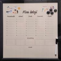 Tablica magnetyczna 40x40 cm plan lekcji planer tygodniowy kot