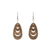 Kolczyki drewniane, orzech włoski, bigle ze stali chirurgicznej