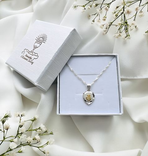 Srebrny łańcuszek 40cm Singapur i medalik serce MB Komunia Chrzest prezent na Arena.pl