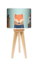 Lampa stołowa - trójnóg drewniana mała - Leśne zwierzęta