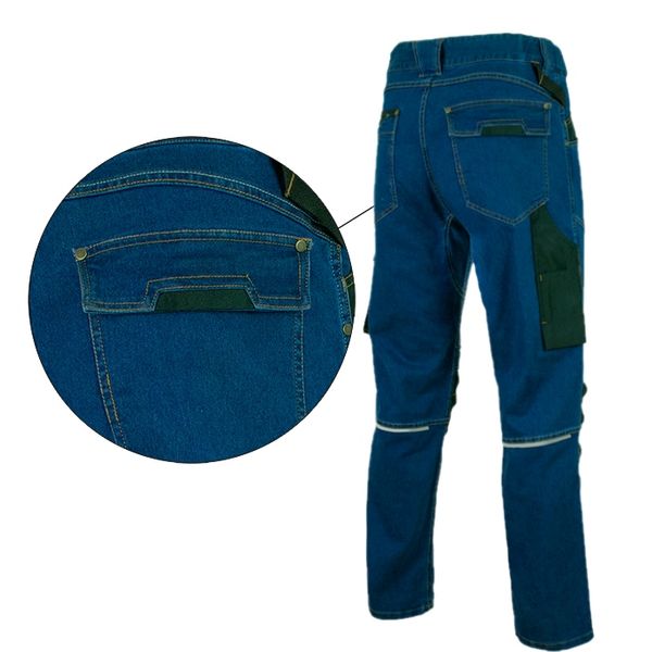 Spodnie robocze JEANS STRETCH jeansowe slim BHP zdjęcie 4