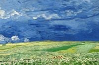Plakat 91,5x61cm Wheatfield under Thunderclouds, Van Gogh Vintage
