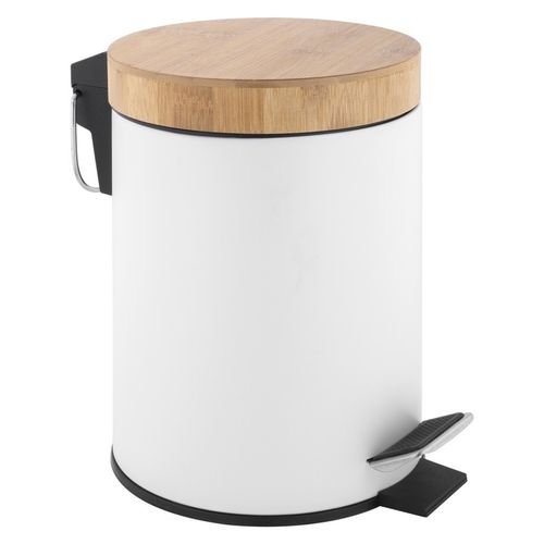 Kosz na śmieci łazienkowy 3l bambus śmietnik do wc łazienki kuchni biały na Arena.pl